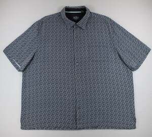 Nat Nast Shirt Mens 2XL Black Geometric Silk Cotton Short Sleeve Button-Up